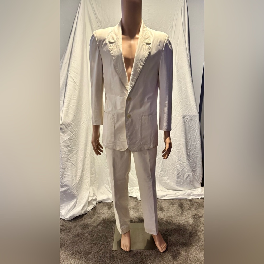 Michael Hoban North Beach Leather Cream Blazer Suit size 38